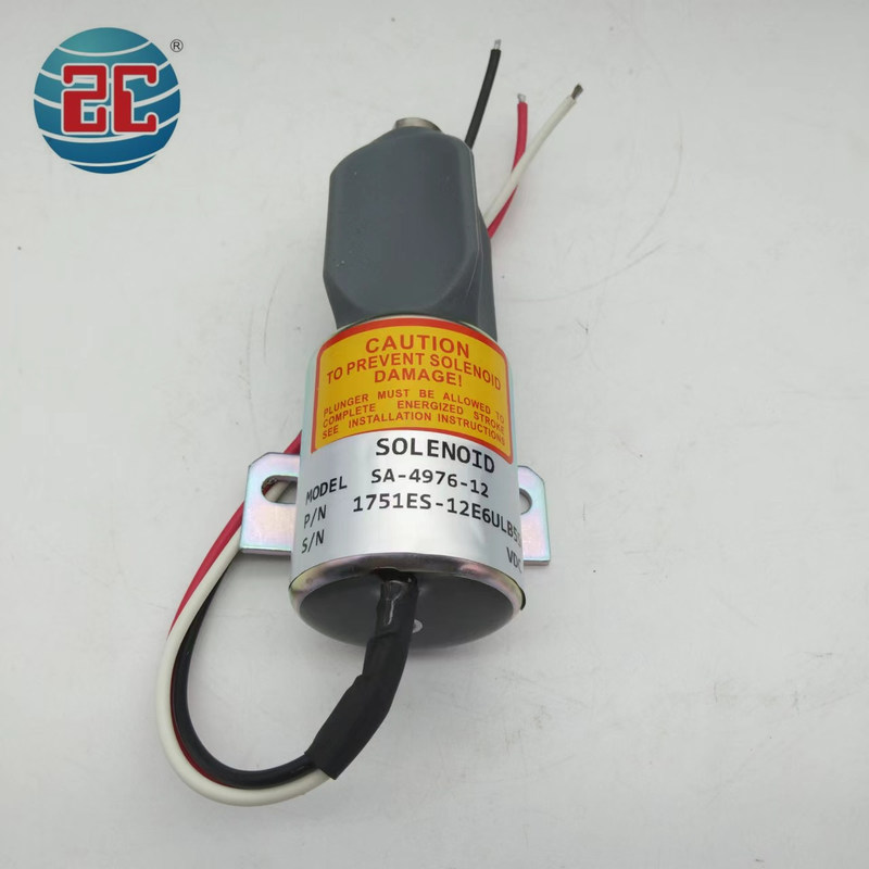 SA-4876-12 1751ES-12E6ULB5S8 توقف صمام الملف اللولبي لمحرك حفارة 12V 3 أسلاك